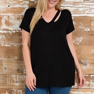 V-NECK CUT-OUT TEE